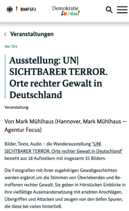 Ausstellung Unsichtbarer Terror Mark Mühlhaus